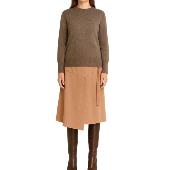 Cedric Charlier Asymmetrical Wrap Midi Skirt Peach Beige Designer Italy - Picture 1 of 15